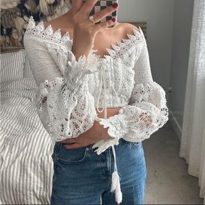 Elegant White Lace Off-Shoulder Top